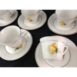 6 TASSES/SOUS-TASSES "ROSE...